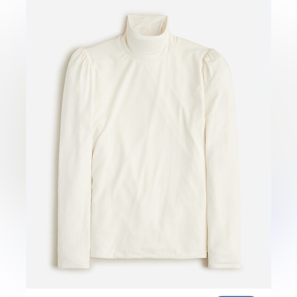 J Crew FormKnit puff-sleeve turtleneck T-shirt size XS cream white BT701 - Picture 1 of 6